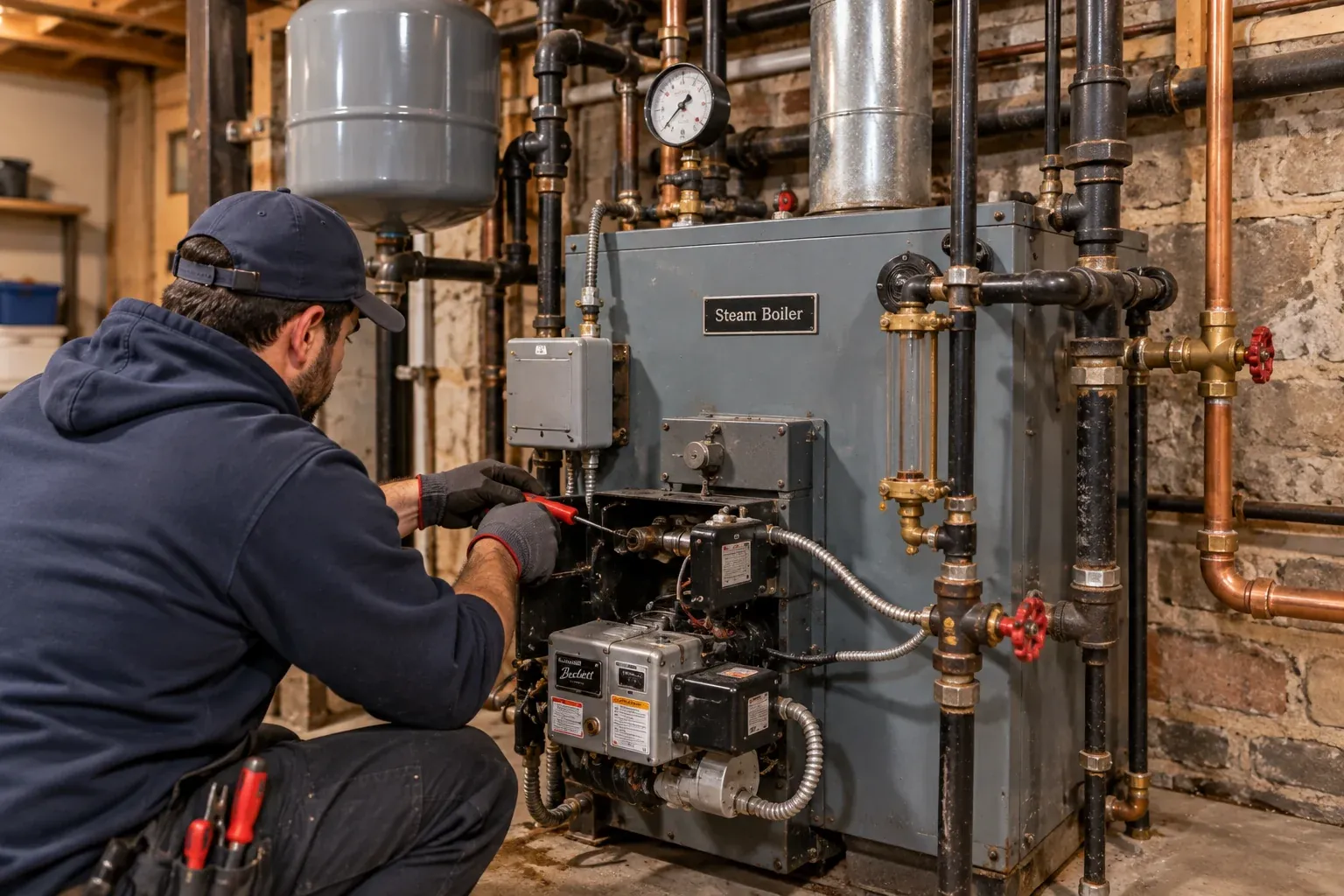 Steam Boiler Repair in Brighton CO technician at work